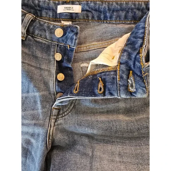 Forever 21 Premium Womens High Rise Straight Leg Blue Jeans Button Fly Size 27 - Picture 3 of 4